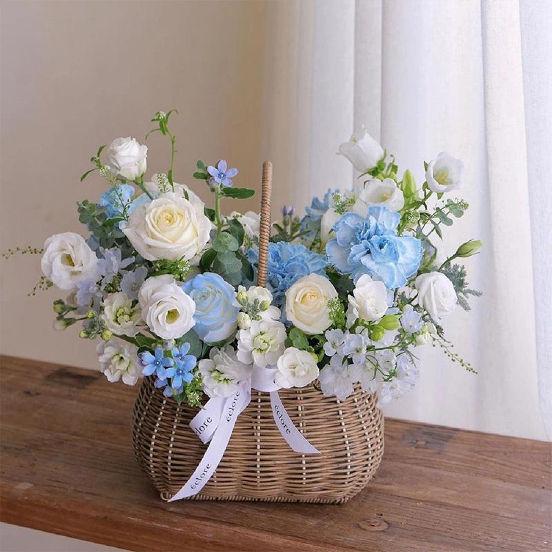 Carnation and Rose Hand-held Flower Basket