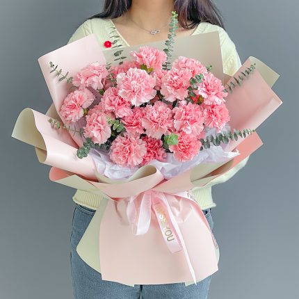 Elegance In Bloom: 19 Pink Carnation Bouquet