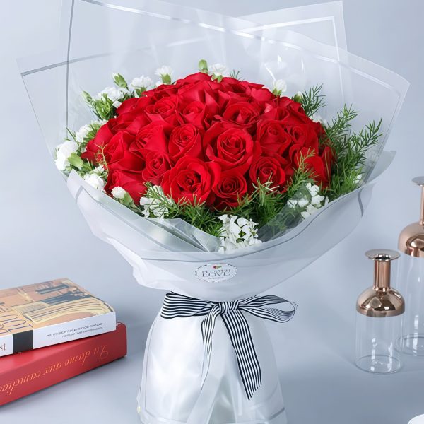 Amazing Time - Red Roses and Dianthus Bouquet Amazing Time - Red Roses and Dianthus Bouquet