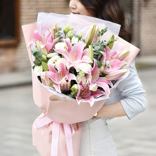 想法 - 粉色百合 - 佳人淡菊花束 Thoughts - Pink Lilies - Eustoma Bouquet