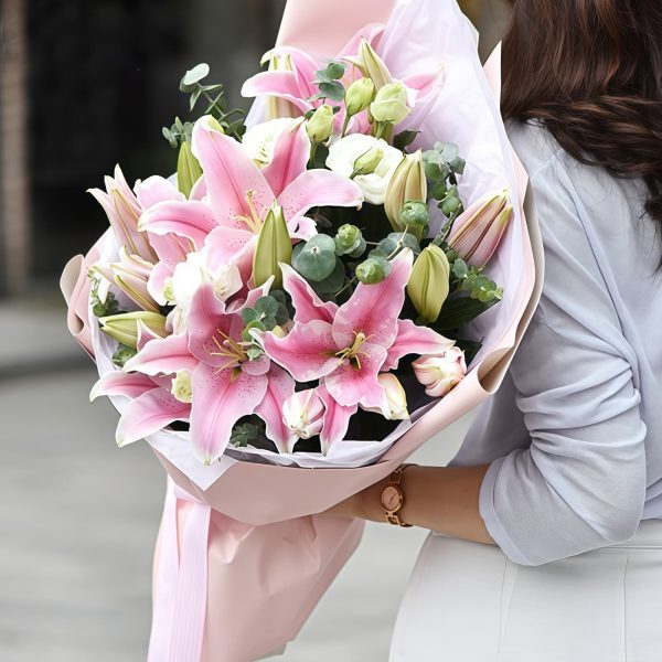 想法 - 粉色百合 - 佳人淡菊花束 Thoughts - Pink Lilies - Eustoma Bouquet