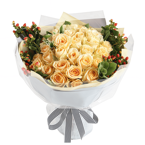 Sabor a Romance - Ramo de 33 Tallos de Rosas Champagne Sabor a Romance - Ramo de 33 Tallos de Rosas Champagne