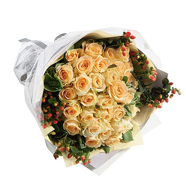 Taste of Romance - Champagne Roses 33 Stems Bouquet Taste of Romance - Champagne Roses 33 Stems Bouquet