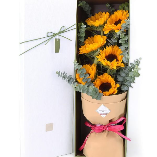 Happiness in Hand - Sunflower and Eucalyptus Hand Bouquet
