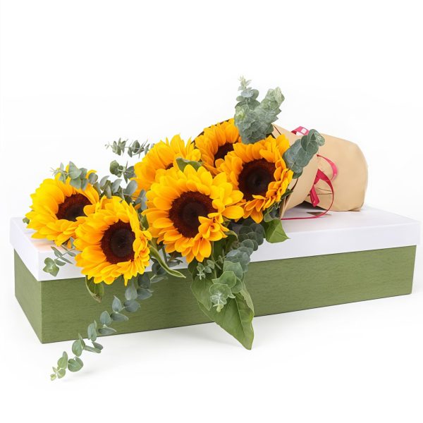 Happiness in Hand - Sunflower and Eucalyptus Hand Bouquet
