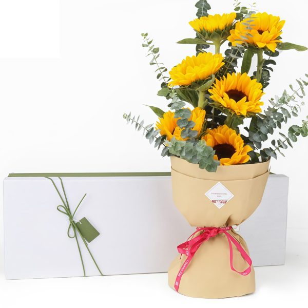 Happiness in Hand - Sunflower and Eucalyptus Hand Bouquet