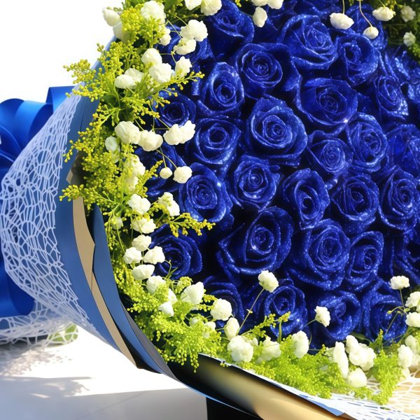 Mellow Love - Blue Roses and Yellow Oriental Grass