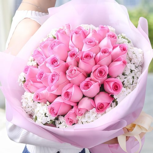 Confession Poem - Pink Roses and Dianthus Plums Around