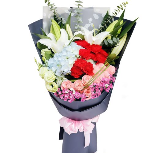 Cinta yang Mekar - Mawar Pink - Bouquet Lilies Multihead Cinta yang Mekar - Mawar Pink - Bouquet Lilies Multihead