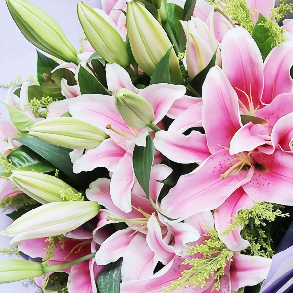 Kegembiraan Hati - Buket 19 Lili Merah Muda Heart's Delight - 19 Pink Lilies Bouquet