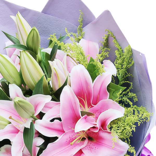Kegembiraan Hati - Buket 19 Lili Merah Muda Heart's Delight - 19 Pink Lilies Bouquet