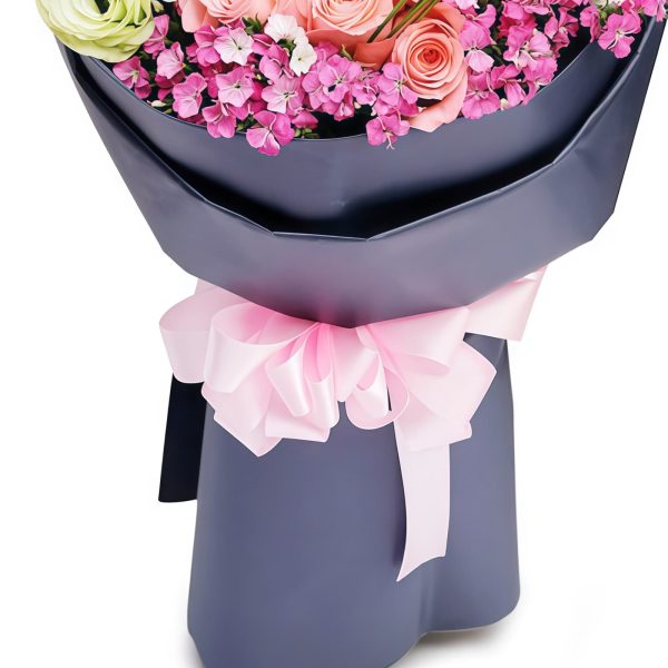 Cinta yang Mekar - Mawar Pink - Bouquet Lilies Multihead Love in Bloom - Pink Roses - Multihead Lilies Bouquet
