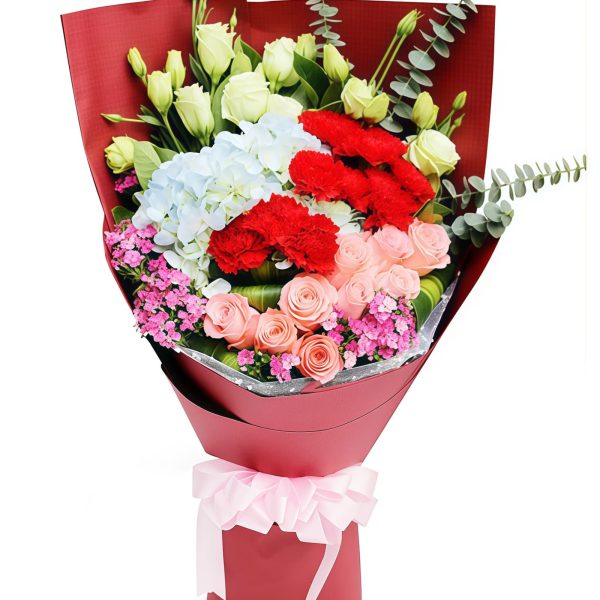 Cinta yang Mekar - Mawar Pink - Bouquet Lilies Multihead Love in Bloom - Pink Roses - Multihead Lilies Bouquet