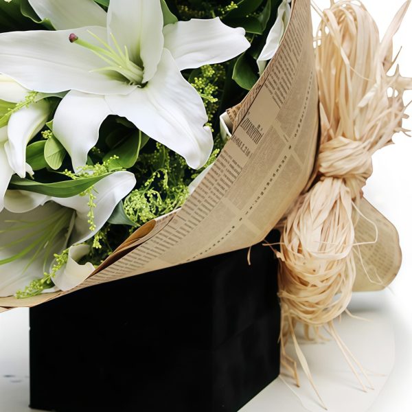 Happiness Forever - White Lilies - Yellow Warblers Bouquet