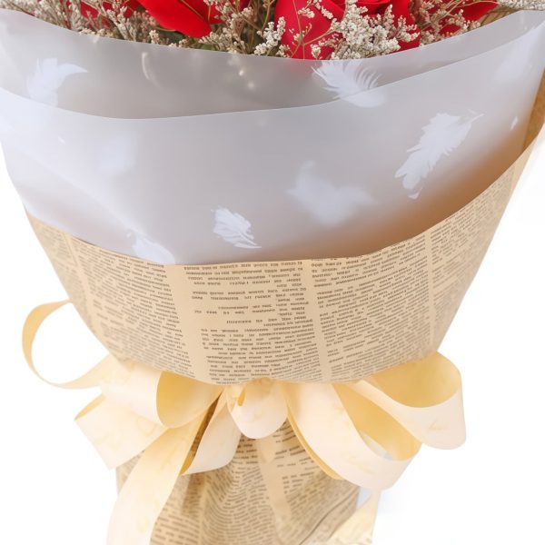 Red Roses and Eucalyptus Leaves