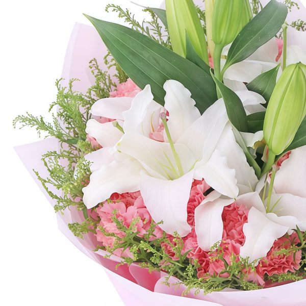 Seumur Hidup Bersama - Anyelir Merah Muda - Buket Lili Putih A Lifetime Together - Pink Carnations - White Lilies Bouquet