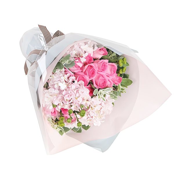 The Most Beautiful Melody - Pink Roses - Hydrangea Bouquet The Most Beautiful Melody - Pink Roses - Hydrangea Bouquet