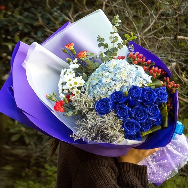 Angel Baby - Blue Roses and Blue Hydrangeas