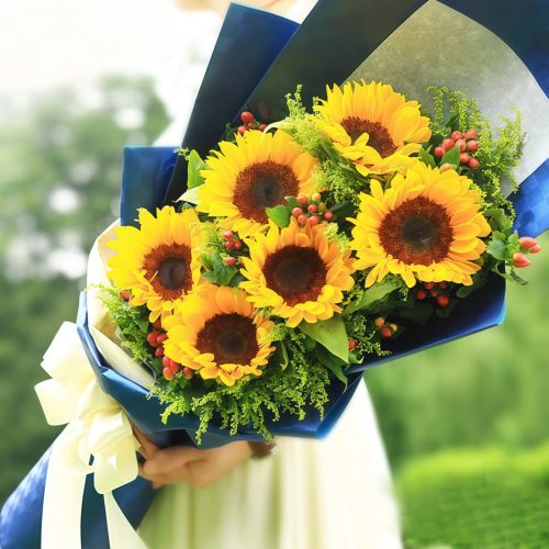 For your favorite TA - Sunflower and red bean bouquet