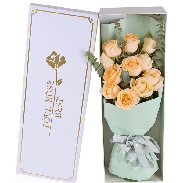 Coração de Sol: Bouquet de Rosas Champagne Heart of Sunshine - Champagne rose hand bouquet