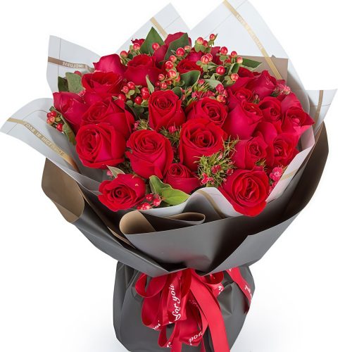 Holding hands for - lifetime - 33 Red Roses and Red Bean Bouquet Holding hands for - lifetime - 33 Red Roses and Red Bean Bouquet