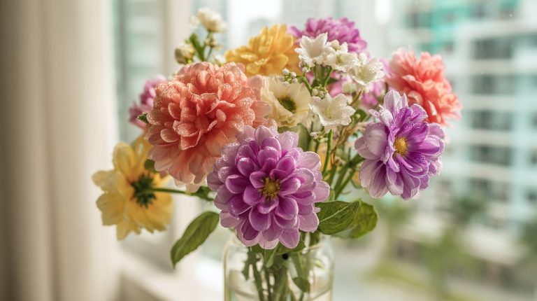 A vibrant and culturally appropriate flower bouquet for celebration in Shanghai.
