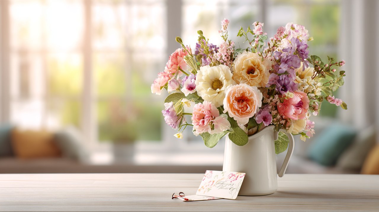 أيدي تفك تغليف باقة زهور مخصصة جميلة.