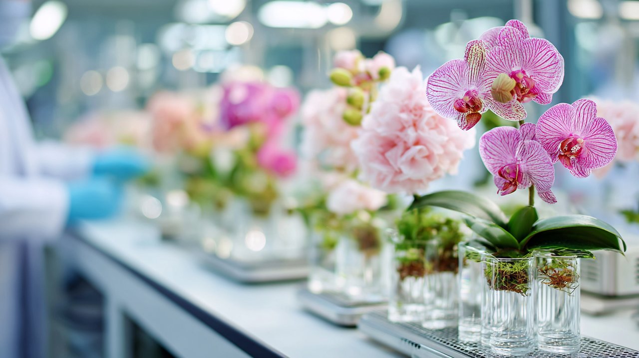 Rare plants undergoing tissue culture in a modern CEA laboratory.