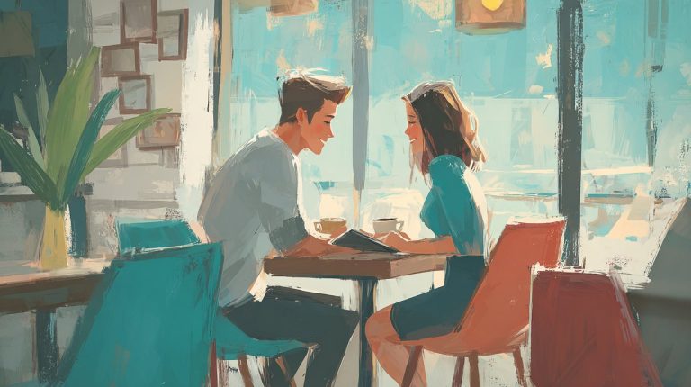 A modern couple quietly sharing a moment, symbolizing shared future and dedication.