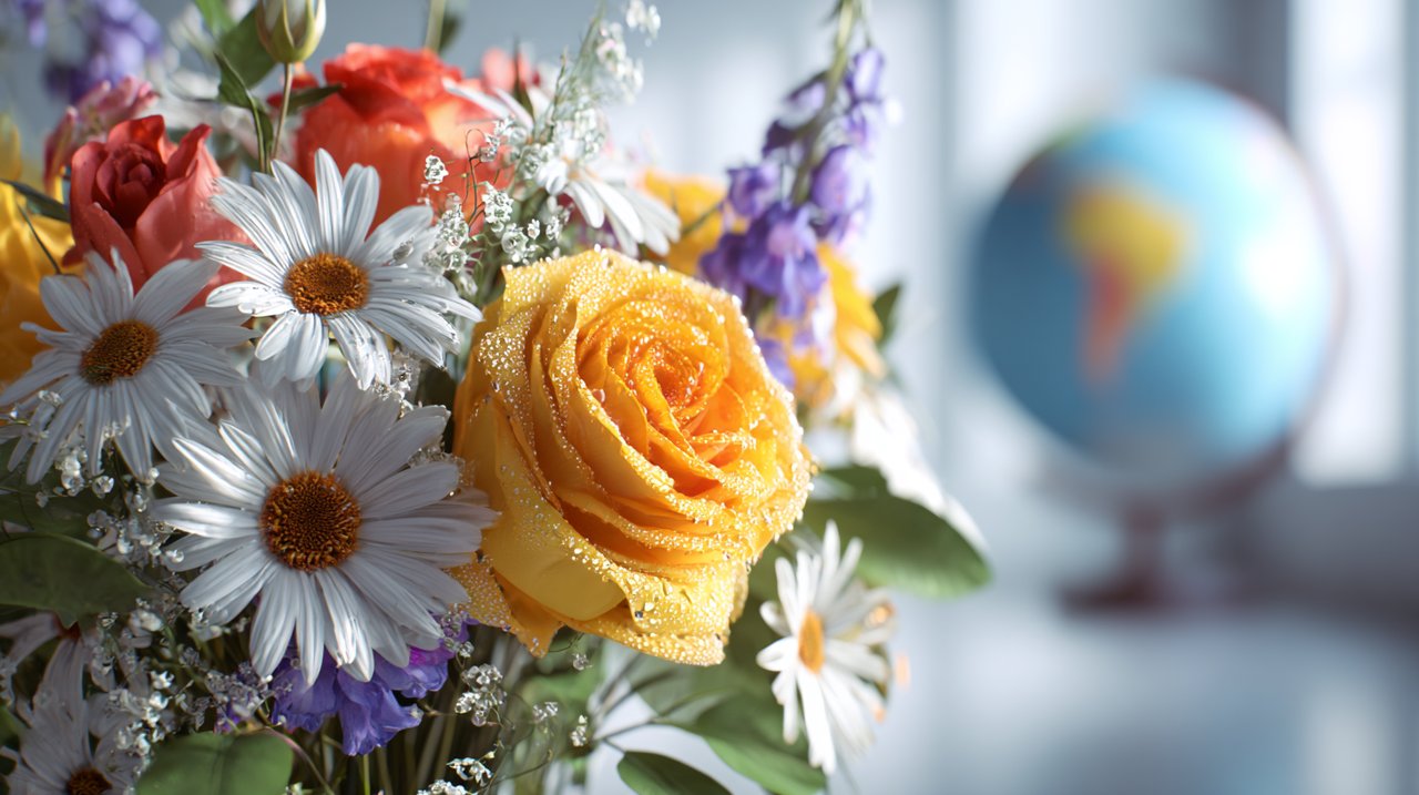 A vibrant bouquet symbolizing international connection between Australia and China.