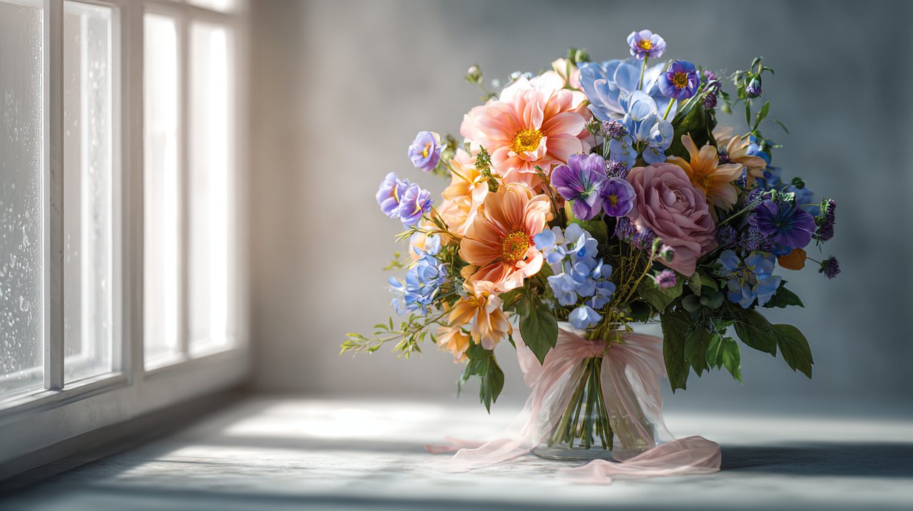 A vibrant bouquet symbolizing affection across distances.