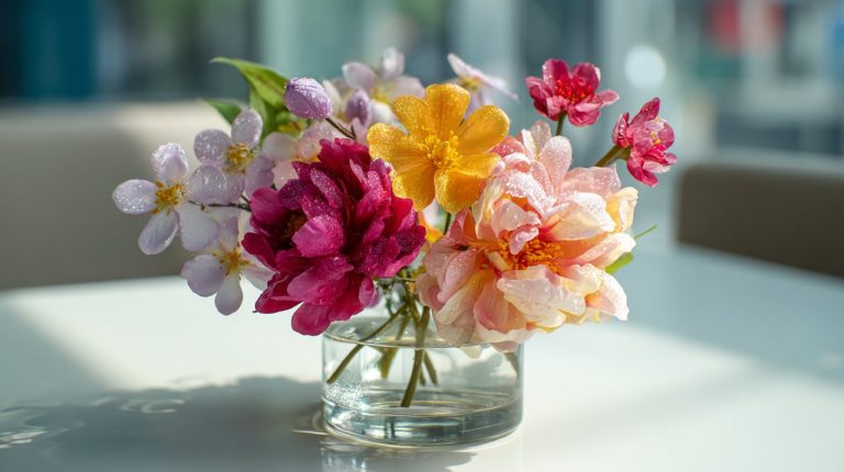A vibrant collection of seasonal flowers, representing Shanghai's diverse blooms.